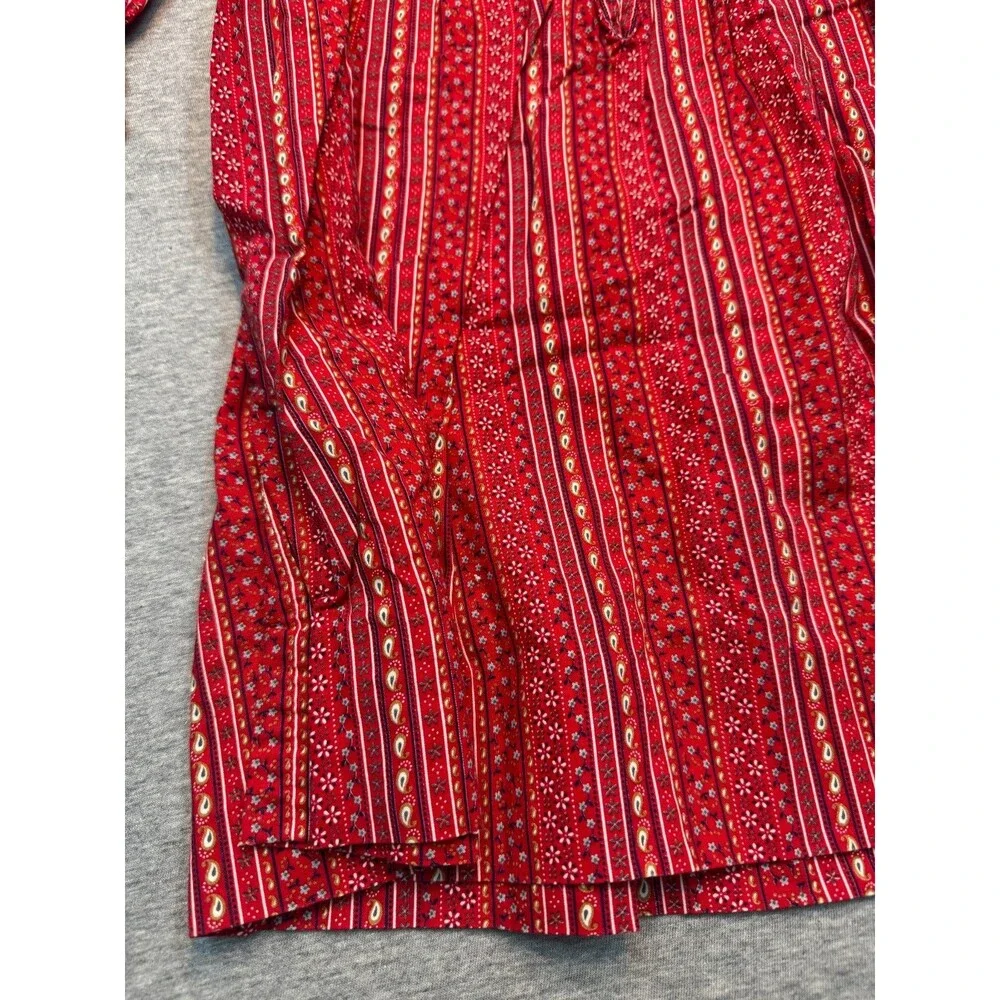Vintage 1980s Heather Holloway Girls Prairie Dress Red Calico Floral Size 4/5